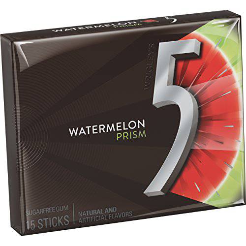 5 GUM Watermelon Prism Sugar Free Chewing Gum, 15 Stick Pack