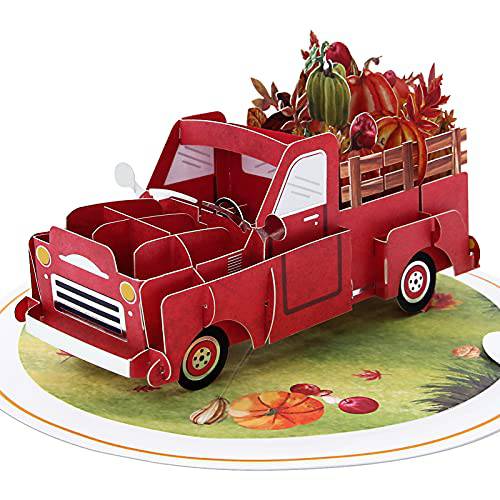 Oritouchpop Thanksgiving Pop Up Card, 3D Fall Greeting Card, Fall Thank You Card, 3D Thanksgiving Card, Blank Holiday Harvest Card, Give Thanks Card, Pumpkin Farm Truck Autumn Leaves Greeting Card