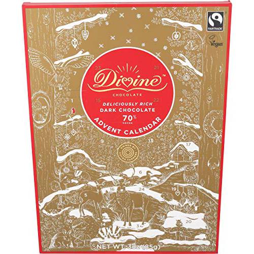 DIVINE CHOCOLATE Dark Chocolate Advent Calendar, 3 OZ