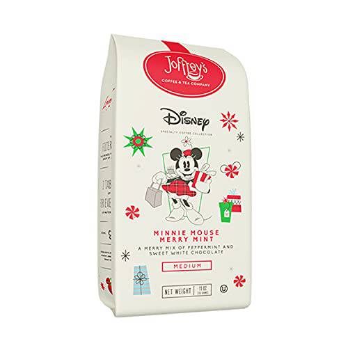 Joffrey’s Coffee - Disney Minnie Mouse Merry Mint, Disney Specialty Coffee Collection, Artisan Medium Roast Coffee, Sweet White Chocolate & Peppermint Flavored Coffee, Drip Brew (Ground, 11 oz)