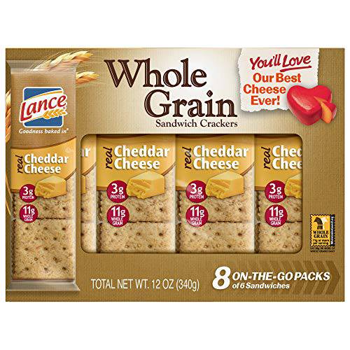 Lance Whole Grain Cheddar Cheese Crackers - 3 Boxes of 8 Individual Packs by Lance