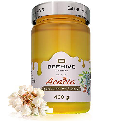 Pure Honey Raw Acacia Honey Organic Unfiltered Honey 100 % Natural Honey Certified Organic Honey 14 oz Non - GMO Superfood Natural Products Monofloral & Wildflower Honey Honey by BEEHIVE