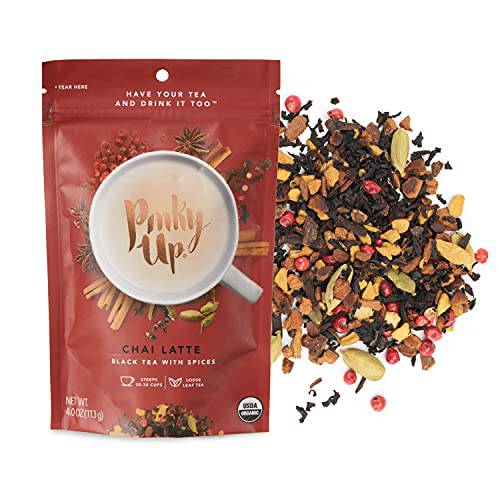 Pinky Up Chai Latte Loose Leaf Tea | Whole Leaf Organic Black Tea, 40-60mg Caffeine Per Serving, Naturally Calorie Free & Gluten Free | 4 Ounce Pouch, 25 Servings