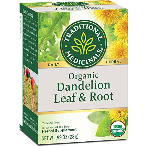 Traditional Medicinals Organic Dandelion & Root Herbal Leaf Tea, 16 Count, Pack of 6