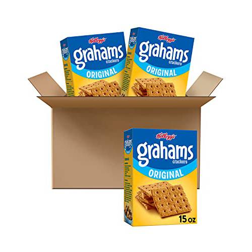 Kellogg’s Grahams Crackers, Easy Snacks, Bulk Pantry Staples, Original, 45oz Case (3 Boxes)