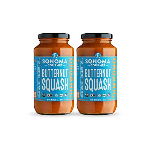 Sonoma Gourmet Organic Butternut Squash Pasta Sauce | USDA Organic, Vegan, Non-GMO, No Sugar Added and Gluten-Free | 25 Ounce Jars (Pack of 2)