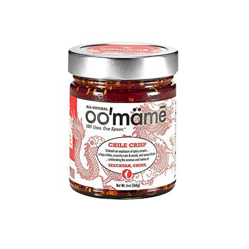 OO’mämē Szechuan Chinese Chile Crisp (6 oz) - Tingly Mala Peppercorns with Sweet Chewy Ginger and Crunchy Peanuts - Vegan, Gluten-Free, Keto - Made in the USA Condiment
