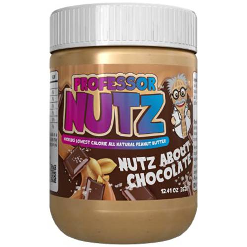 Professor Nutz Organic Peanut Butter- Low Calorie, Nut Butter, Natural Peanut Butter, Natural Fiber, Healthy Peanuts, Great source of Protein, 30 Essential Vitamins & Minerals - 12.41 Oz, Chocolate