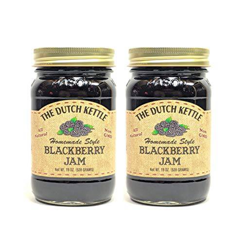 The Dutch Kettle Amish Homemade Style Blackberry Jam Seeded 2 - 19 oz Reusable Jars All Natural Non-GMO No Preservatives