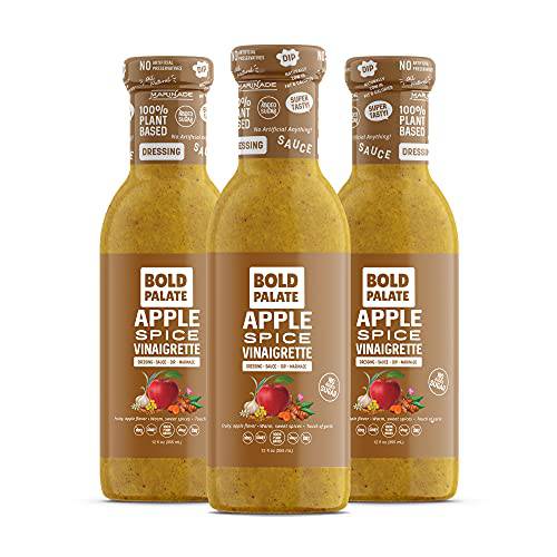 Bold Palate Apple Spice Vinaigrette Salad Dressing, Sauce & Marinade | Vegan, 100% Plant Based, No Added Sugar, No Soy, Non Allergen | 12 oz (3 Pack)