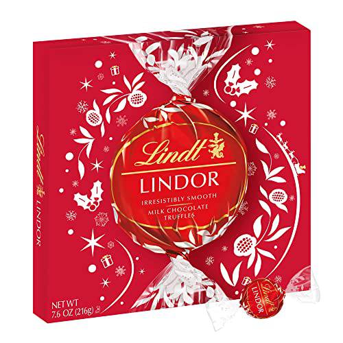 Lindt LINDOR Holiday Milk Chocolate Truffles Modern Gift Box, Milk Chocolate Candy with Smooth, Melting Truffle Center, 7.6 oz. (2022)