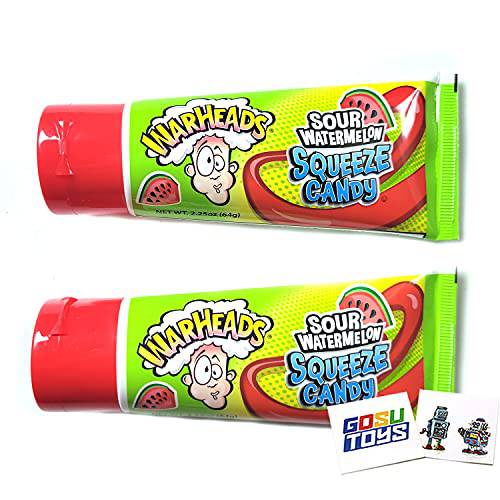 Warheads Sour Watermelon Squeeze Candy (2 Pack) with 2 Gosutoys Stickers