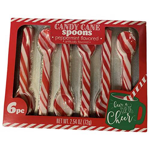 HILCO Peppermint flavored Candy Cane Spoons 2.54oz ok of 6, 2.54 Ounce (Pack 6)