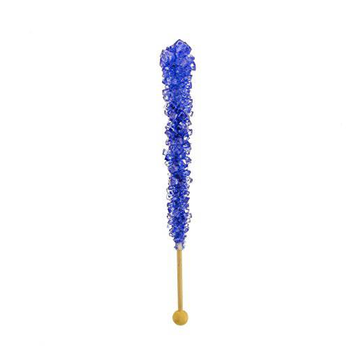 Navy Blue Rock Candy Crystal Sticks - Blueberry Flavored - 12 Indiv. Wrapped