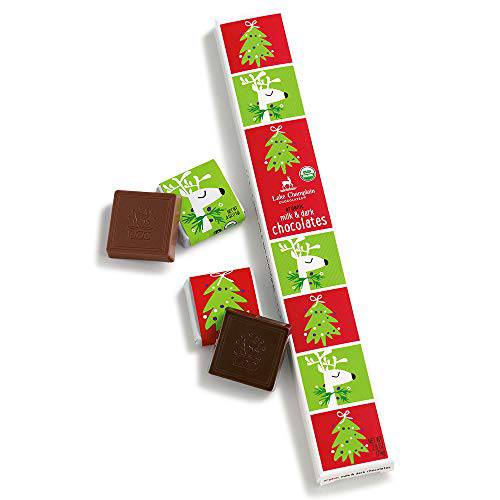 Lake Champlain Christmas Stocking Stuffer Organic Assorted Chocolate Squares, 7 Pieces, 2.8 Ounces