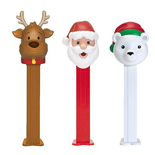 PEZ Christmas Candy Dispensers Set - Pez Dispenser Set With Holiday Fruit Flavored Candy Refills | Santa Claus, Polar Bear, and Reindeer | Christmas Stocking Stuffers, XMAS Party Favors