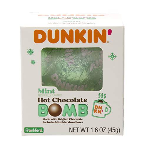 Dunkin’ Mint Hot Chocolate Bomb, Mint-Flavored Belgian Milk Chocolate Melting Ball Filled with Mini Marshmallows, Hot Cocoa Treat, 1.6 Ounce