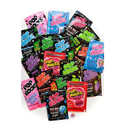 Pop Rocks Candy Ultimate 9 Flavor Assortment Bulk - Strawberry, Cherry, Tropical Punch, Watermelon, Blue Raspberry, Bubble Gum, Cotton Candy, Grape, Green Apple 18 Packs Total With Licensed Sticker