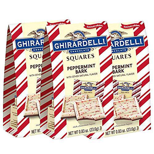 Peppermint Bark Squares, Mini Bag, Christmas Chocolate Candy Stocking Stuffers for Men or Women, Pack of 3, .83 Ounces Each (Mini Bars)