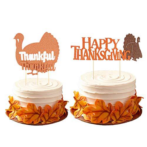 2 Pack Thanksgiving Cake Toppers Turkey Cake Topper for Thanksgiving Day Autumn Cake Decoration