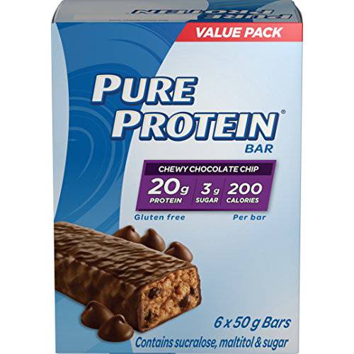 Pure Protein Bars, Gluten Free, Chewy Chocolate Chip, 50g, 6ct, {Imported from Canada}