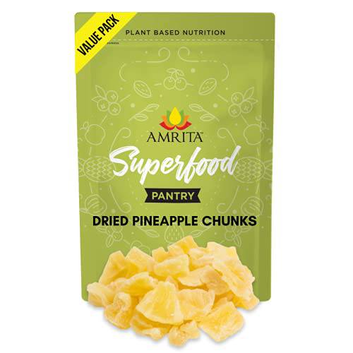 Amrita Dried Pineapple Diced 1 lb | Vegan, non-GMO, Gluten Free, Peanut Free, Soy Free, Dairy Free | Packed Fresh in Resealable Bags | Candied Pineapple Chunks for Baking or Snacking