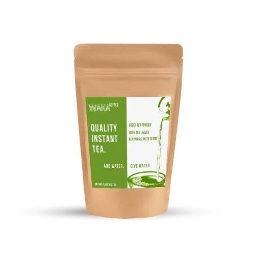 Waka Quality Instant Tea — Unsweetened Green Tea — Kenyan & Chinese Blend — 100% Tea Leaves — 4.5 oz Bulk Bag
