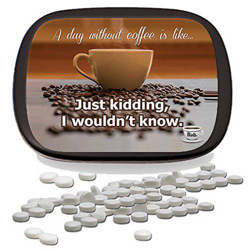 A Day Without Coffee Mints – Unique Coffee Gifts for Coffee Lovers White Elephant Ideas Candy Gifts for Adults Peppermint Breath Mints Stocking Stuffers Funny Friend Gift Coffee Clutch