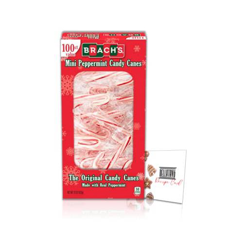 Peppermint Candy Canes Bundle. Includes 100 Count of Brachs Mini Candy Canes Plus a BELLATAVO Fridge Magnet. Brach Candy Canes are Made with Real Peppermint
