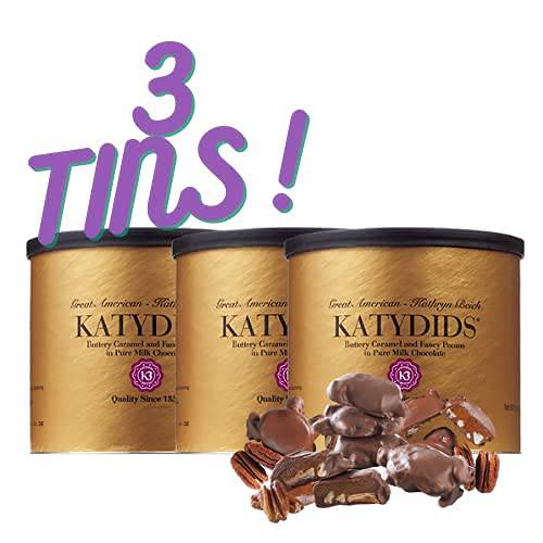 Katydids Candy (3 tins) : Kathryn Biech Original Milk Chocolate Caramel Pecan Clusters. The Turtles in the Famous Gold Tin - Pack of 3