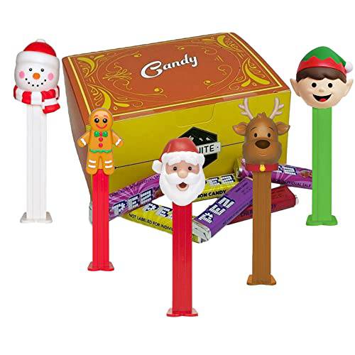 PEZ Christmas Dispensers And Candy Box Set - One Of Each Dispenser With Candy Refills | Santa Claus, Elf, Reindeer, Snowman, and Nut Cracker | Christmas Party Favors In A Candy Gift Box