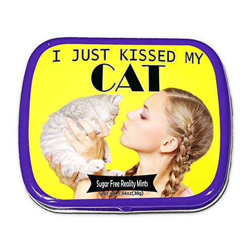 I Just Kissed My Cat Mints – Funny Gift for Cat Lovers – Crazy Cat Lady Gifts – Funny Mint Tins - Stocking Stuffers for Cat People – Wintergreen Mints by Gears Out