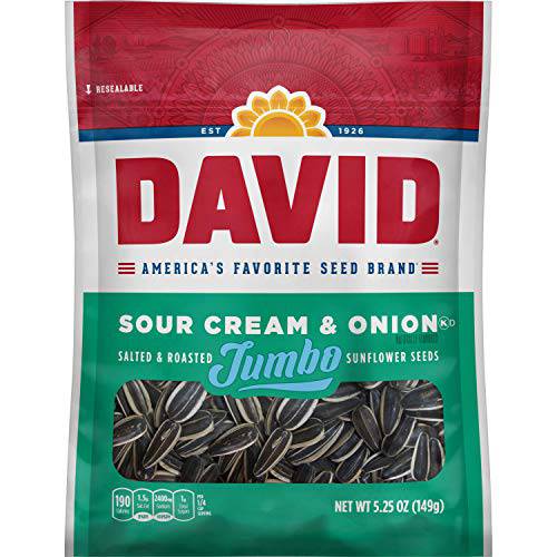DAVID Roasted and Salted Spicy Queso Jumbo Sunflower Seeds, Keto Friendly, 5.25 oz, 12 Count (Pack of 1)