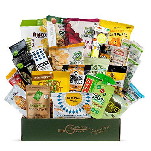 PALEO SNACKS Variety Pack for Adults | Healthy Snack Box [25 Count] HOLIDAY GIFT BASKET GLUTEN FREE | Mix of Whole Foods, Protein Bars, Crackers, Chips, Puffs, Fruit & Nuts | Care Packages for College Students