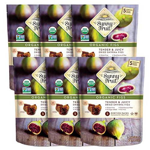 Turkish Dried Figs - Sunny Fruit (6 Bags) - (5) 1.76oz Portion Packs per Bag | Purely Figs - NO Added Sugars, Sulfurs or Preservatives | NON-GMO, VEGAN, HALAL & KOSHER