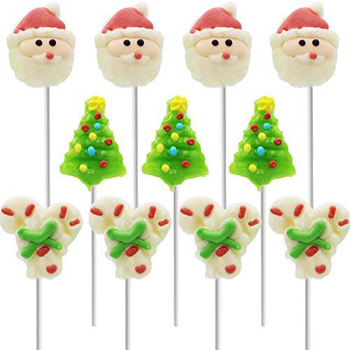 Christmas Lollipop Santa, Reindeer, Snowman, Xmas Boots Assortment, Mixed Fruit Flavor, Individually Wrapped (12-Pack)
