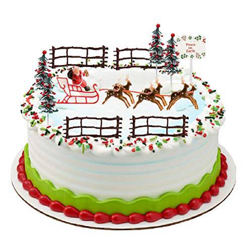 Peace on Earth Mini Santa Christmas Reindeer Winter Cake Wonderland Decoration Topper