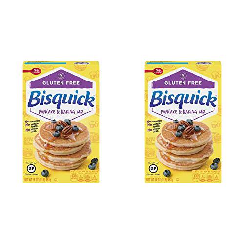 Betty Crocker Bisquick Baking Mix, Gluten Free Pancake and Waffle Mix, 16 oz Box (Pack of 1) Pack of 2