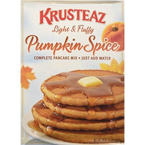 Krusteaz Baking Mix, Pumpkin Spice Complete Pancake Mix, Light & Fluffy, Made with Real Pumpkin & No Artificial Flavors or Preservatives, 16 OZ Box (Pack of 2)