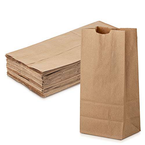 MT Products Strong and Durable 5 lb Kraft Brown Paper Bags / Paper Lunch Bag Keeps Food Fresh (100 Pieces) - Made in The USA