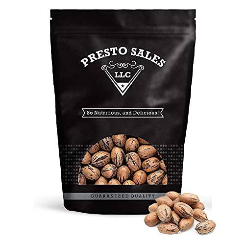 Pecans, Flavorful in shell, NEW crop Unshelled Fresh, Easy to crack, Healthy snack, Gluten free, Dietetic, Vegan, Calcium, Packed in a resealable pouch bag of 1 lb. (16 oz.) by Presto Sales LLC