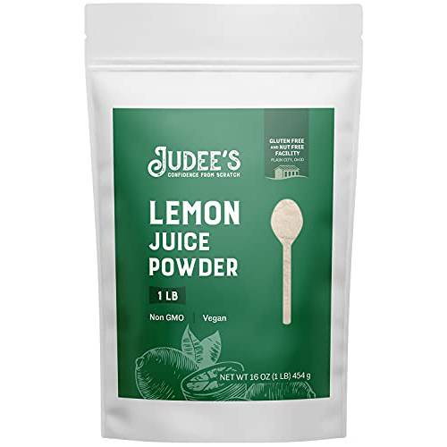 Judee’s Lemon Juice Powder 1 lb - Fresh Lemon Flavor - Vegan, Kosher, Gluten-Free and Nut-Free - Add to Fruit Tarts and Glazes - Use in Smoothies, Shakes, and Mixed Drinks