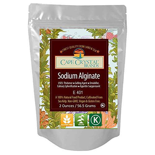 Sodium Alginate 100% Food Grade | Natural Thickening Powder & Gelling Agent for Cooking ( 2 Oz)
