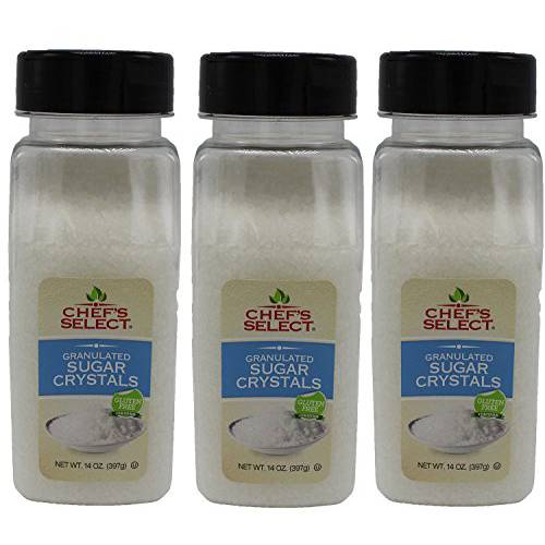 Chefs White Granulated Sugar Crystals - Value Size - 14oz (Pack of 3 -Total of 2.6 Lb)