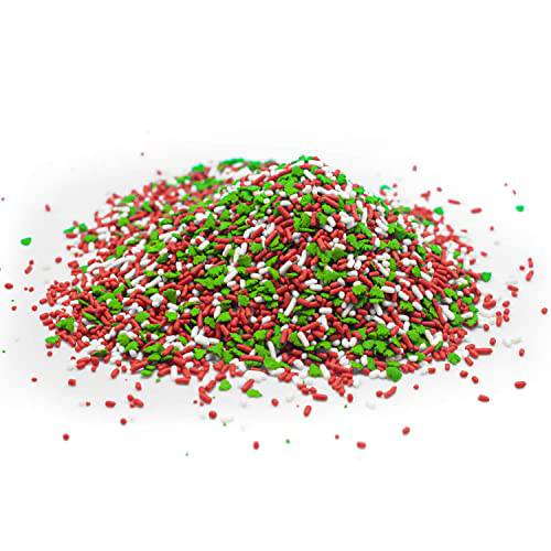Twinkling Trees Blend - 4 oz Resealable Stand Up Candy Bag - Christmas Themed Sprinkles Featuring Green Christmas Trees with Red and White Jimmies - Bulk Sprinkles for Baking