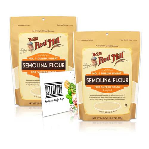 Semolina Flour Bundle. Includes Two (2) 24 oz Packages of Bobs Red Mill Semolina Flour and an Authentic BELLATAVO Fridge Magnet Milled from No.1 Durum Wheat