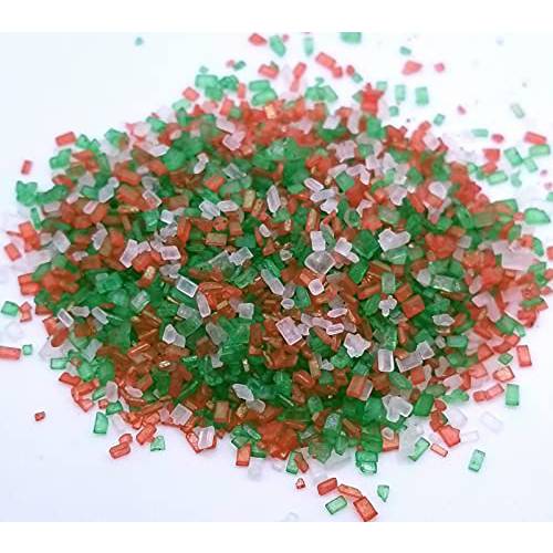 NCS Christmas Red, White and Green Sugar Crystals - 4 ounces / Great for Cupcakes, Cookies, Cakes, Cakes Pops
