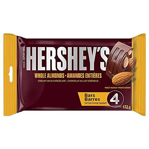 HERSHEY’S Chocolate Candy Bars with Almonds, 4ct (172g/6.1oz) {Imported from Canada}