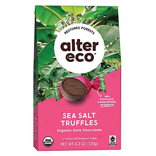Eco | Deep Dark Sea Salt Truffles | 58% Pure Dark Cocoa, Fair Trade, Organic, Non-GMO, Gluten Free Dark Chocolate Truffles (10 Count (Pack of 1))