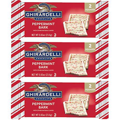 Limited Edition Mini Peppermint Bark Candy bar, 2 Squares, Christmas Chocolates Stocking Stuffers, Pack of 3, 4.75 x 1.75 Inches